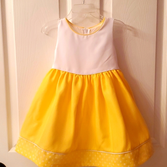 BONNIE JEAN YELLOW AND WHITE POLKA DOAT DRESS AND COAT WITH WHITE HAT - Picture 9 of 13